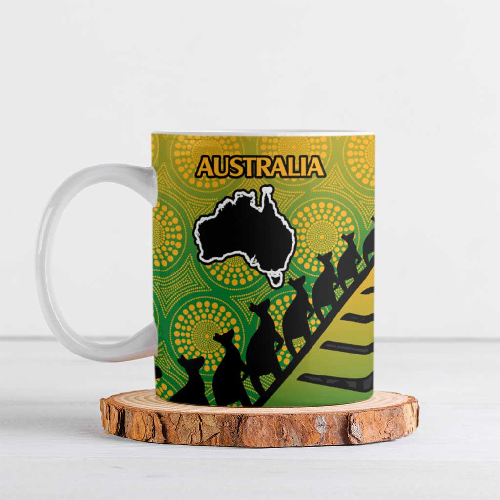 Australia New Zealand Rugby Ceramic Mug Gradient Aboriginal Wallabies and Maori Black Fern - Aussie Hoodie