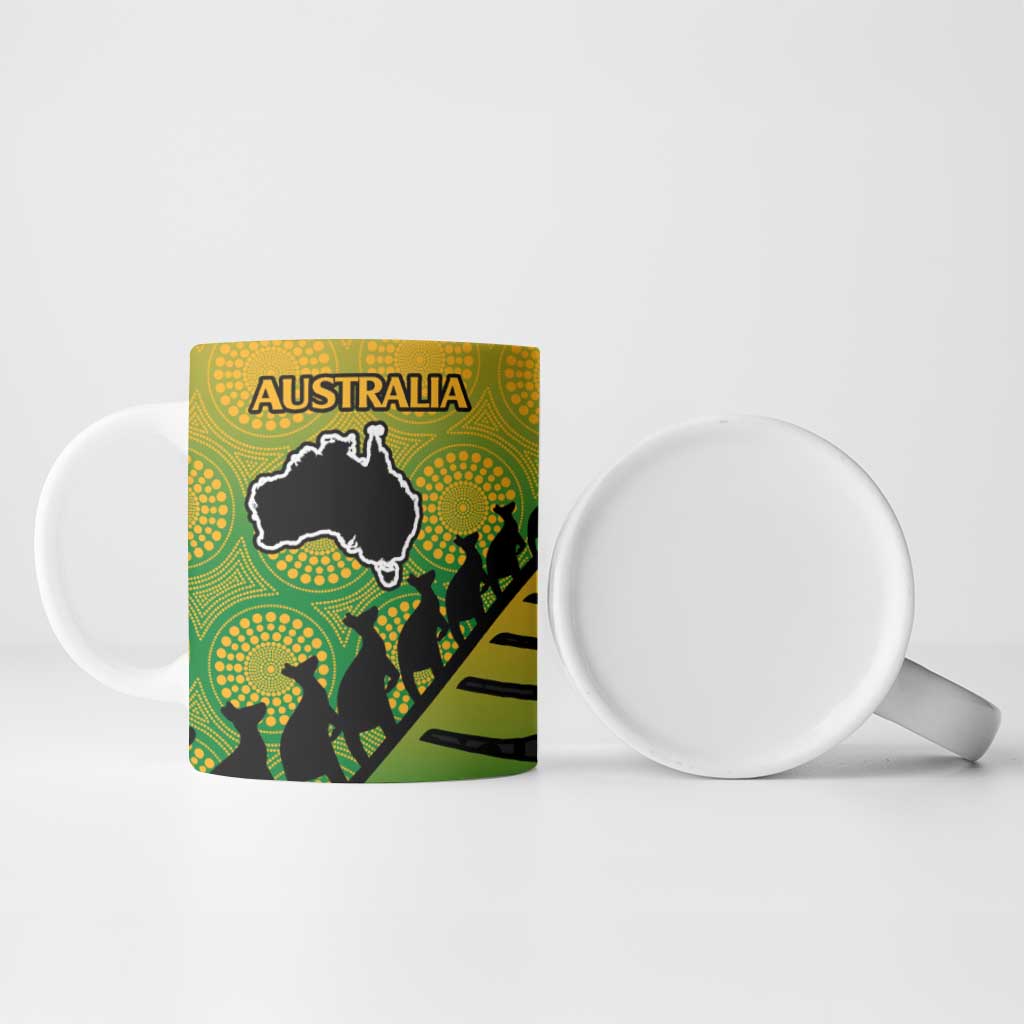Australia New Zealand Rugby Ceramic Mug Gradient Aboriginal Wallabies and Maori Black Fern - Aussie Hoodie