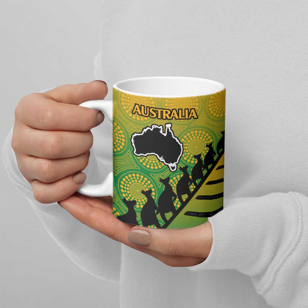 Australia New Zealand Rugby Ceramic Mug Gradient Aboriginal Wallabies and Maori Black Fern - Aussie Hoodie
