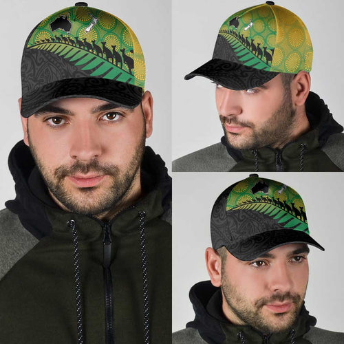 Australia New Zealand Rugby Classic Cap Gradient Aboriginal Wallabies and Maori Black Fern - Aussie Hoodie