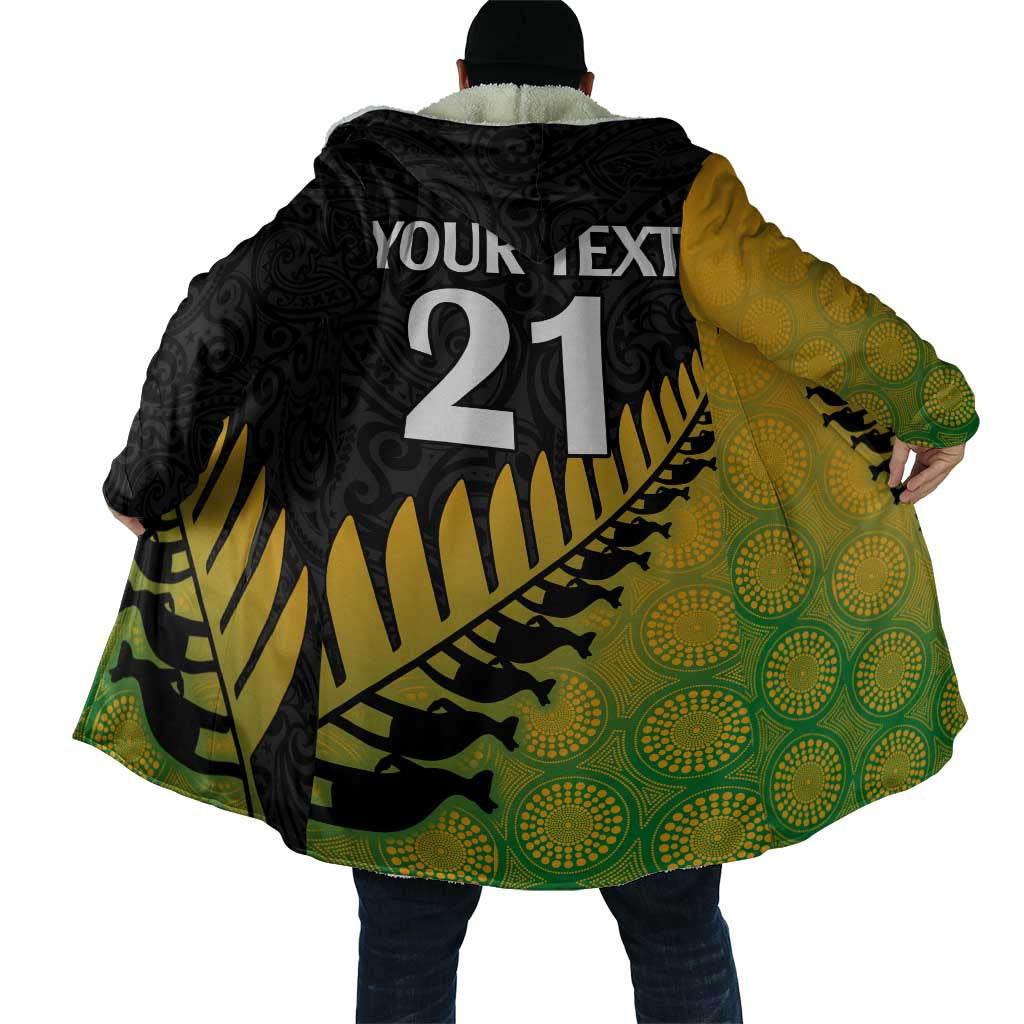 Australia New Zealand Rugby Cloak Gradient Aboriginal Wallabies and Maori Black Fern - Aussie Hoodie
