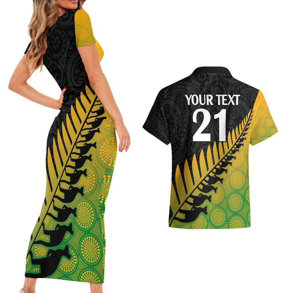 custom-australia-wallabies-and-aotearoa-rugby-couples-matching-short-sleeve-bodycon-dress-and-hawaiian-shirt-kangaroo-black-fern-maori-gradient-vibe