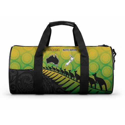 Australia Wallabies and Aotearoa Rugby Duffle Bag Kangaroo Black Fern Maori Gradient Vibe