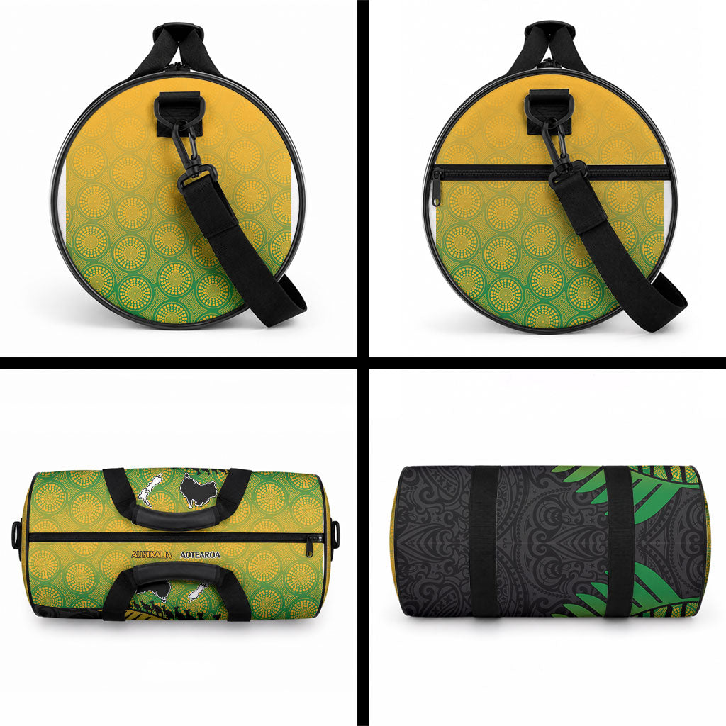 Australia Wallabies and Aotearoa Rugby Duffle Bag Kangaroo Black Fern Maori Gradient Vibe