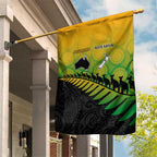 Australia New Zealand Rugby Garden Flag Gradient Aboriginal Wallabies and Maori Black Fern - Aussie Hoodie