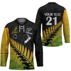 Australia New Zealand Rugby Hockey Jersey Gradient Aboriginal Wallabies and Maori Black Fern - Aussie Hoodie