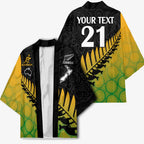 Australia New Zealand Rugby Kimono Gradient Aboriginal Wallabies and Maori Black Fern - Aussie Hoodie