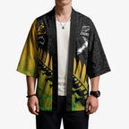 Australia New Zealand Rugby Kimono Gradient Aboriginal Wallabies and Maori Black Fern - Aussie Hoodie