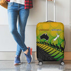 Australia New Zealand Rugby Luggage Cover Gradient Aboriginal Wallabies and Maori Black Fern - Aussie Hoodie