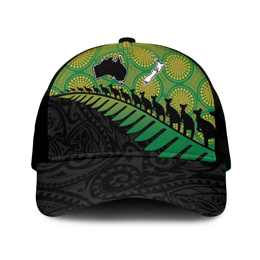 Australia New Zealand Rugby Mesh Trucker Cap Gradient Aboriginal Wallabies and Maori Black Fern - Aussie Hoodie