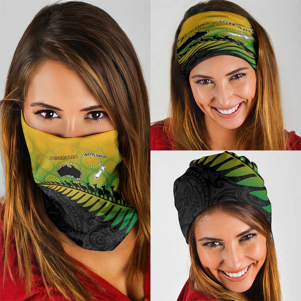 Australia New Zealand Rugby Neck Gaiter Gradient Aboriginal Wallabies and Maori Black Fern LT9