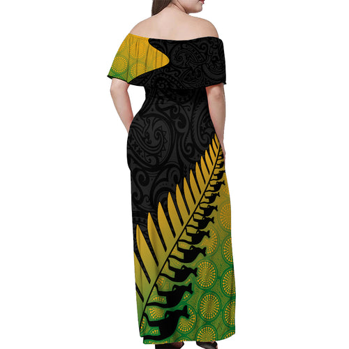 custom-australia-wallabies-and-aotearoa-rugby-off-shoulder-maxi-dress-kangaroo-black-fern-maori-gradient-vibe