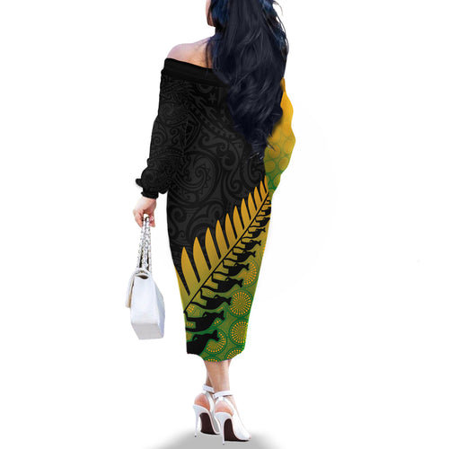 custom-australia-wallabies-and-aotearoa-rugby-off-the-shoulder-long-sleeve-dress-kangaroo-black-fern-maori-gradient-vibe
