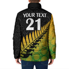 Australia New Zealand Rugby Padded Jacket Gradient Aboriginal Wallabies and Maori Black Fern - Aussie Hoodie