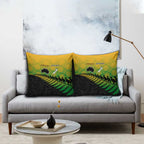 Australia New Zealand Rugby Pillow Cover Gradient Aboriginal Wallabies and Maori Black Fern - Aussie Hoodie