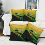 Australia New Zealand Rugby Pillow Cover Gradient Aboriginal Wallabies and Maori Black Fern - Aussie Hoodie