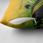 Australia New Zealand Rugby Pillow Cover Gradient Aboriginal Wallabies and Maori Black Fern - Aussie Hoodie