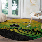 Australia New Zealand Rugby Round Carpet Gradient Aboriginal Wallabies and Maori Black Fern - Aussie Hoodie