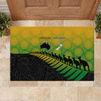 Australia New Zealand Rugby Rubber Doormat Gradient Aboriginal Wallabies and Maori Black Fern - Aussie Hoodie