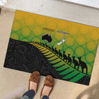 Australia New Zealand Rugby Rubber Doormat Gradient Aboriginal Wallabies and Maori Black Fern - Aussie Hoodie