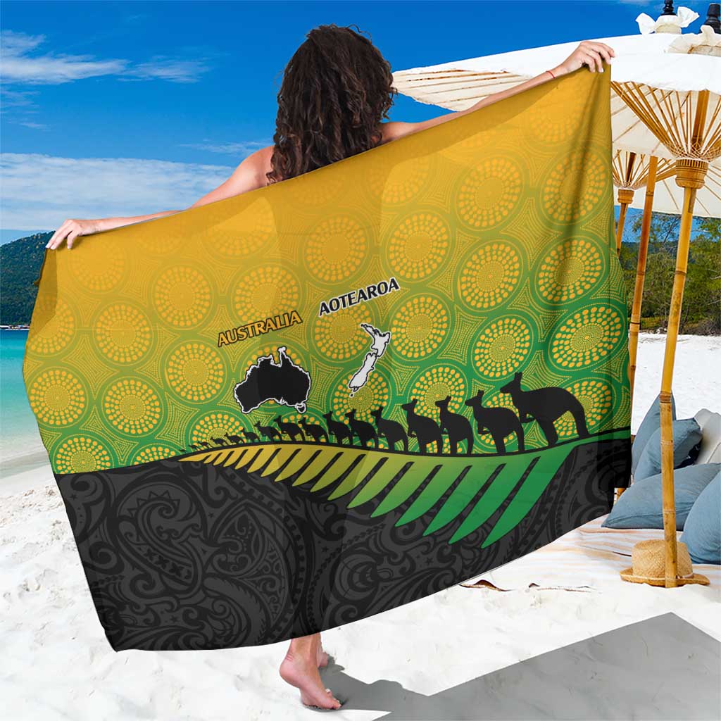Australia New Zealand Rugby Sarong Gradient Aboriginal Wallabies and Maori Black Fern - Aussie Hoodie
