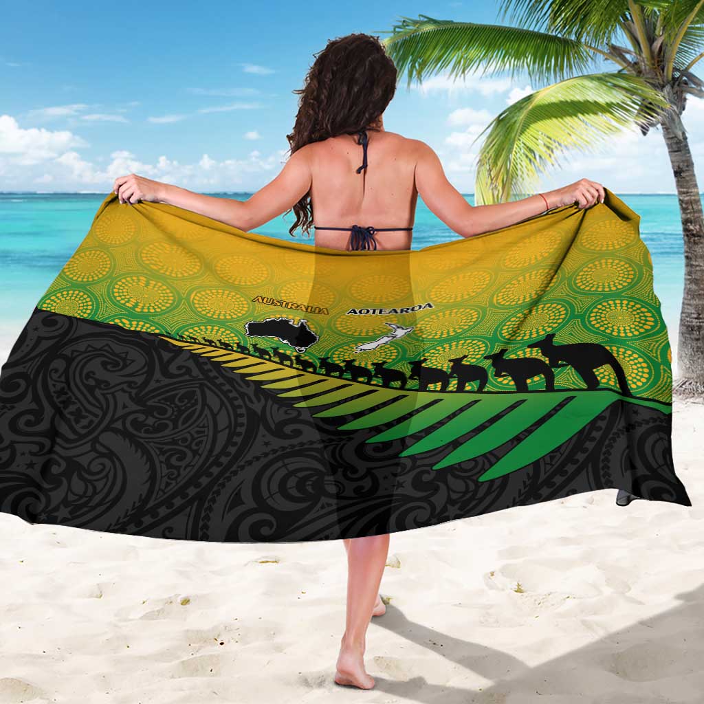 Australia New Zealand Rugby Sarong Gradient Aboriginal Wallabies and Maori Black Fern - Aussie Hoodie