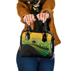 Australia New Zealand Rugby Shoulder Handbag Gradient Aboriginal Wallabies and Maori Black Fern - Aussie Hoodie