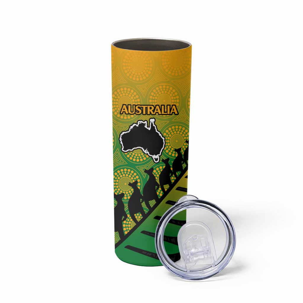 Australia New Zealand Rugby Skinny Tumbler Gradient Aboriginal Wallabies and Maori Black Fern - Aussie Hoodie