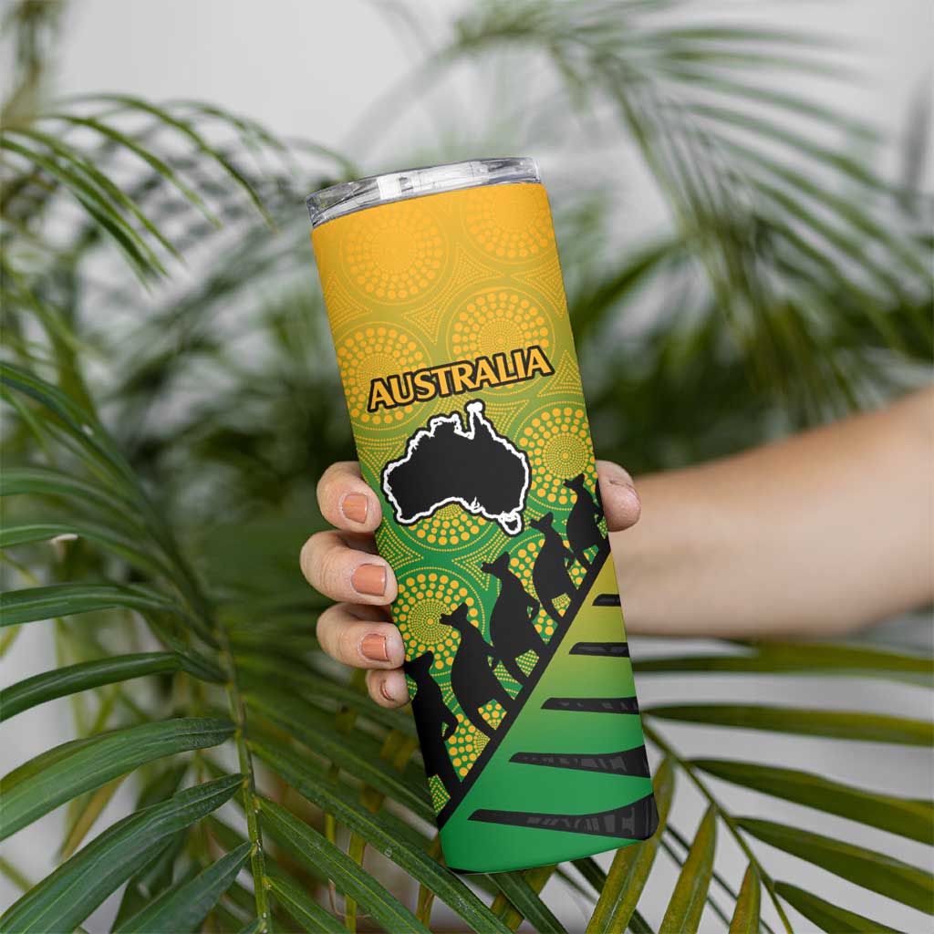 Australia New Zealand Rugby Skinny Tumbler Gradient Aboriginal Wallabies and Maori Black Fern - Aussie Hoodie
