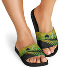 Australia New Zealand Rugby Slide Sandals Gradient Aboriginal Wallabies and Maori Black Fern - Aussie Hoodie