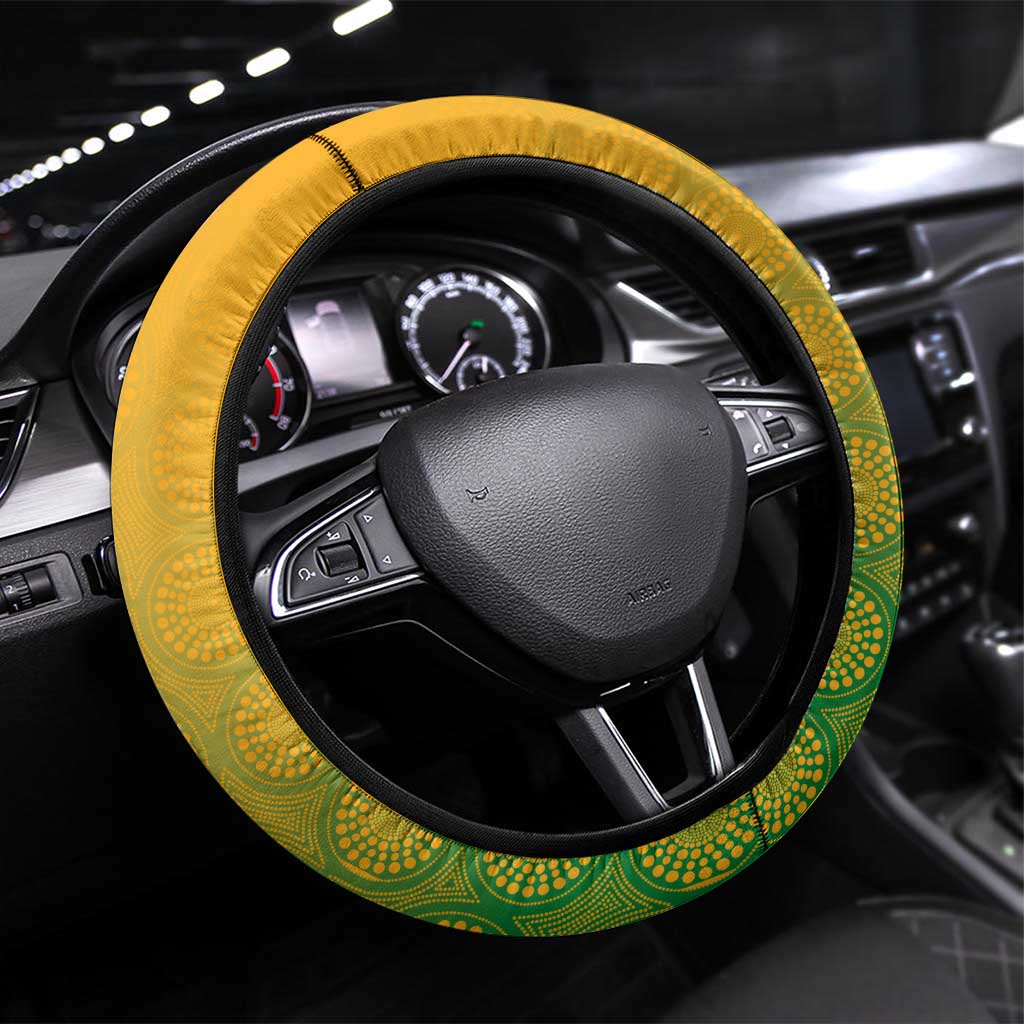 Australia New Zealand Rugby Steering Wheel Cover Gradient Aboriginal Wallabies and Maori Black Fern - Aussie Hoodie