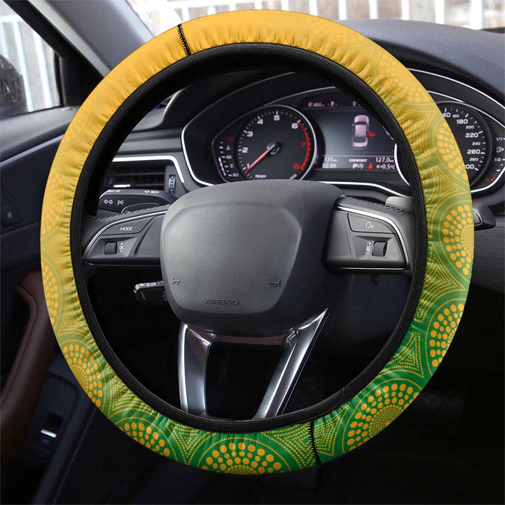 Australia New Zealand Rugby Steering Wheel Cover Gradient Aboriginal Wallabies and Maori Black Fern - Aussie Hoodie