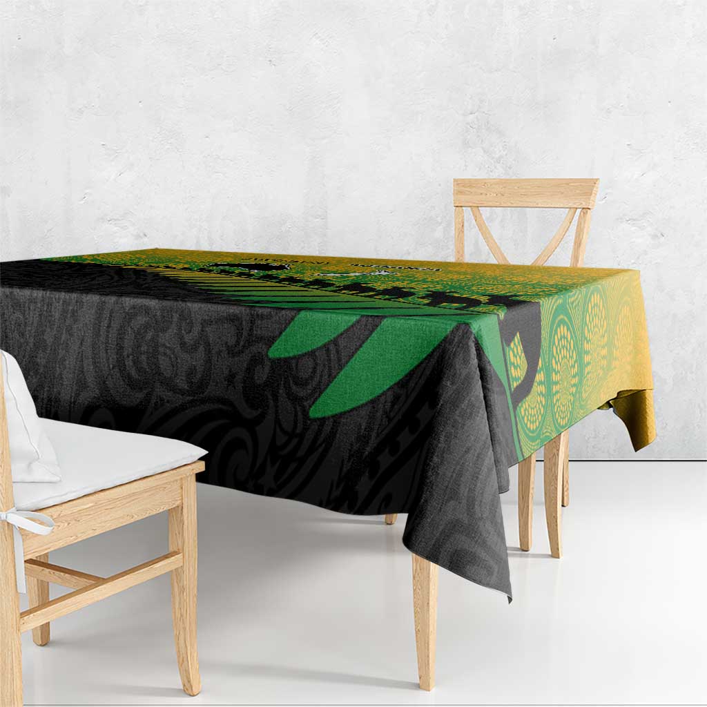 Australia New Zealand Rugby Tablecloth Gradient Aboriginal Wallabies and Maori Black Fern - Aussie Hoodie