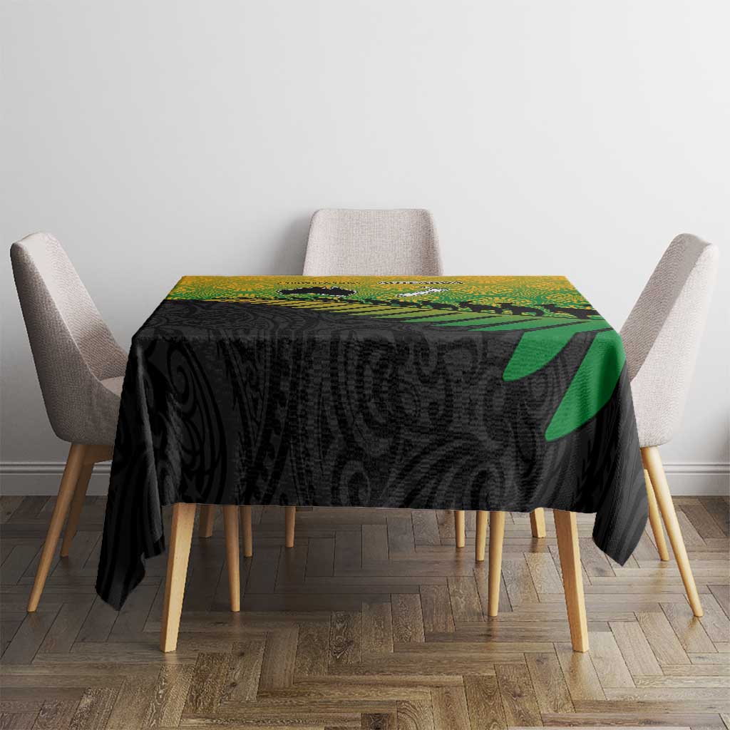 Australia New Zealand Rugby Tablecloth Gradient Aboriginal Wallabies and Maori Black Fern - Aussie Hoodie