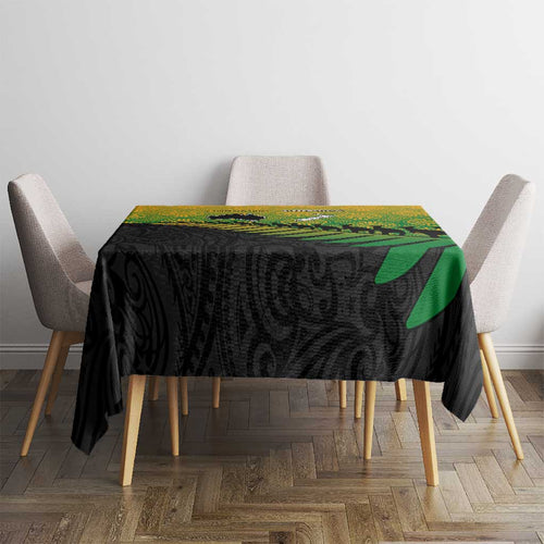 Australia New Zealand Rugby Tablecloth Gradient Aboriginal Wallabies and Maori Black Fern - Aussie Hoodie