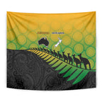 Australia New Zealand Rugby Tapestry Gradient Aboriginal Wallabies and Maori Black Fern - Aussie Hoodie
