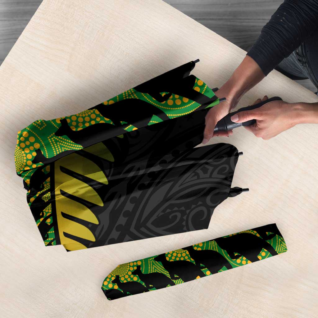 Australia New Zealand Rugby Umbrella Gradient Aboriginal Wallabies and Maori Black Fern - Aussie Hoodie