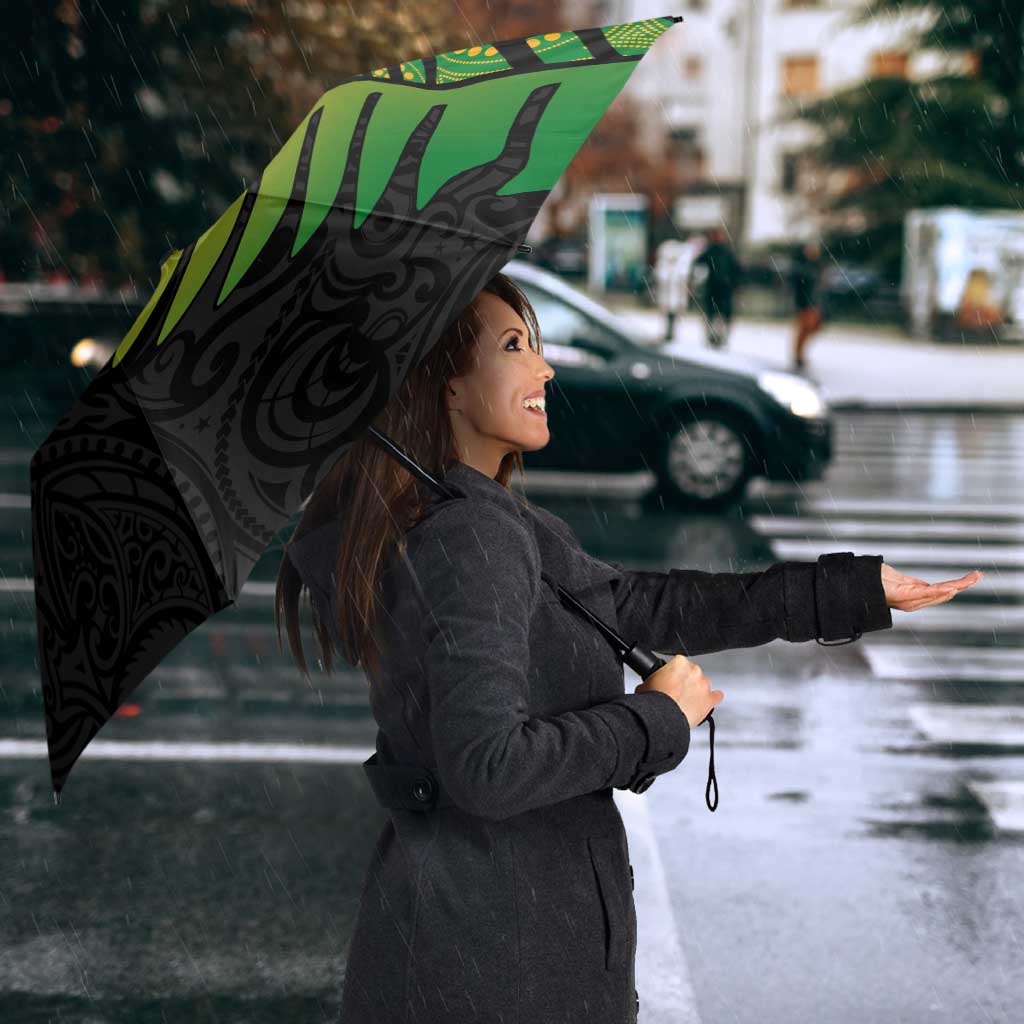 Australia New Zealand Rugby Umbrella Gradient Aboriginal Wallabies and Maori Black Fern - Aussie Hoodie