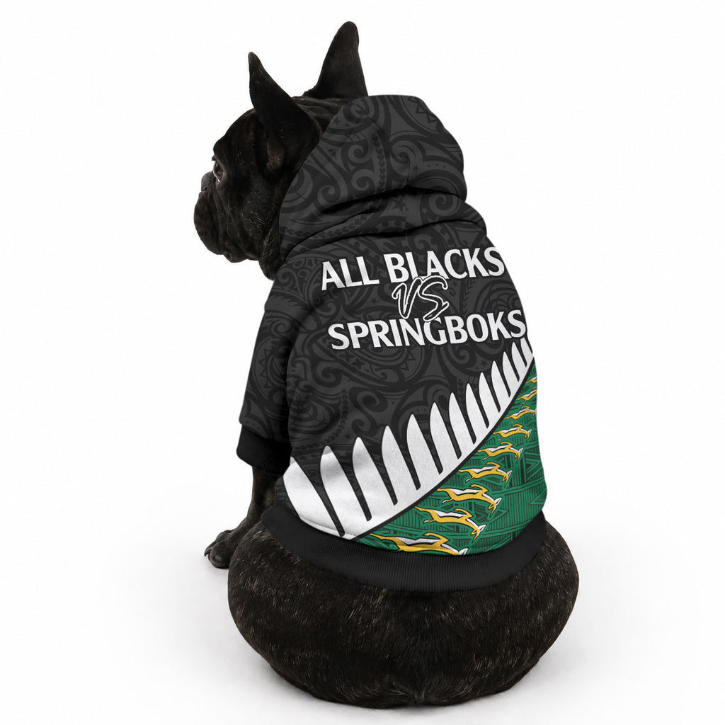 South Africa and Aotearoa Rugby Pet Hoodie Springboks Black Fern Maori Vibe