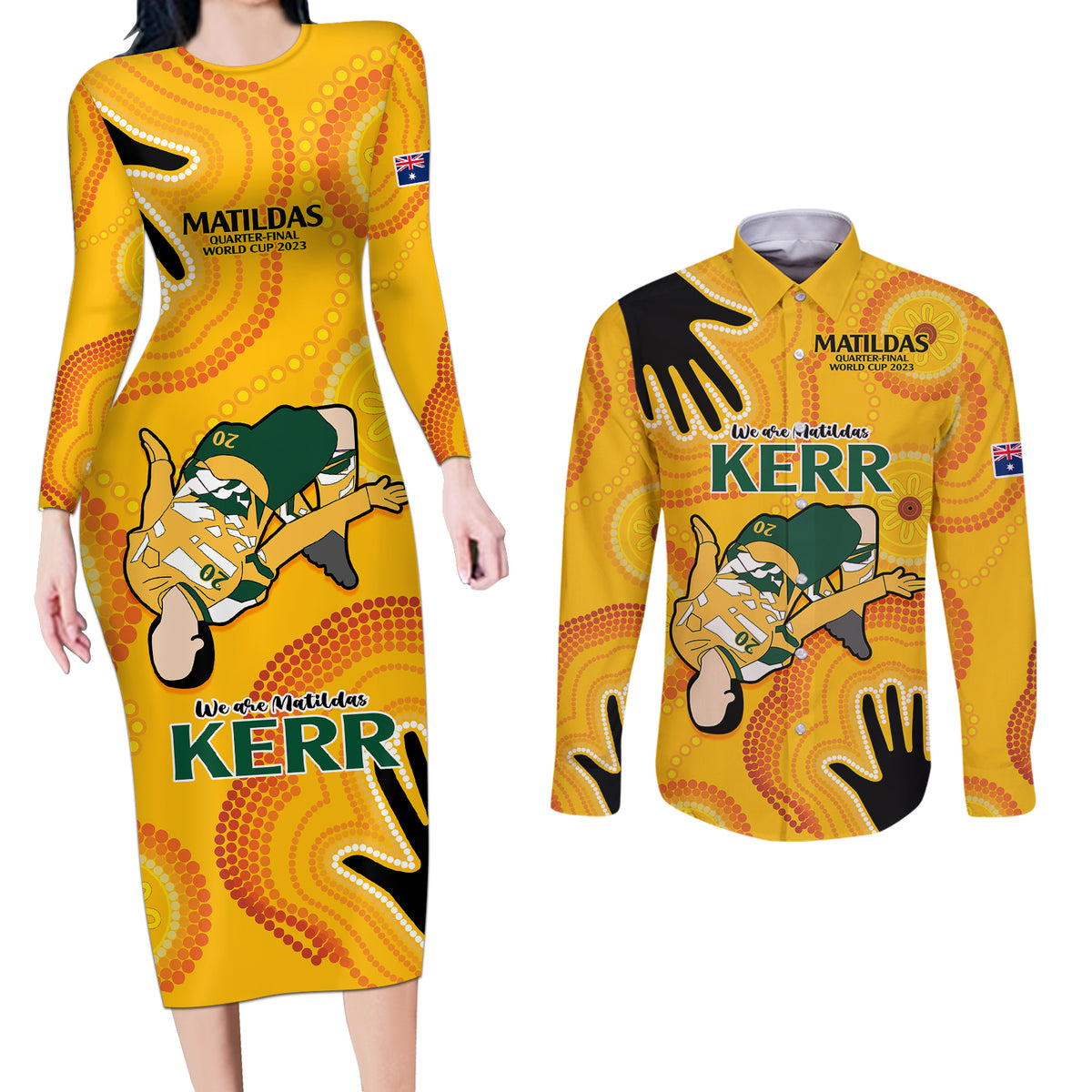sam-kerr-matildas-couples-matching-long-sleeve-bodycon-dress-and-long-sleeve-button-shirts-australia-soccer-world-cup-2023-quater-final
