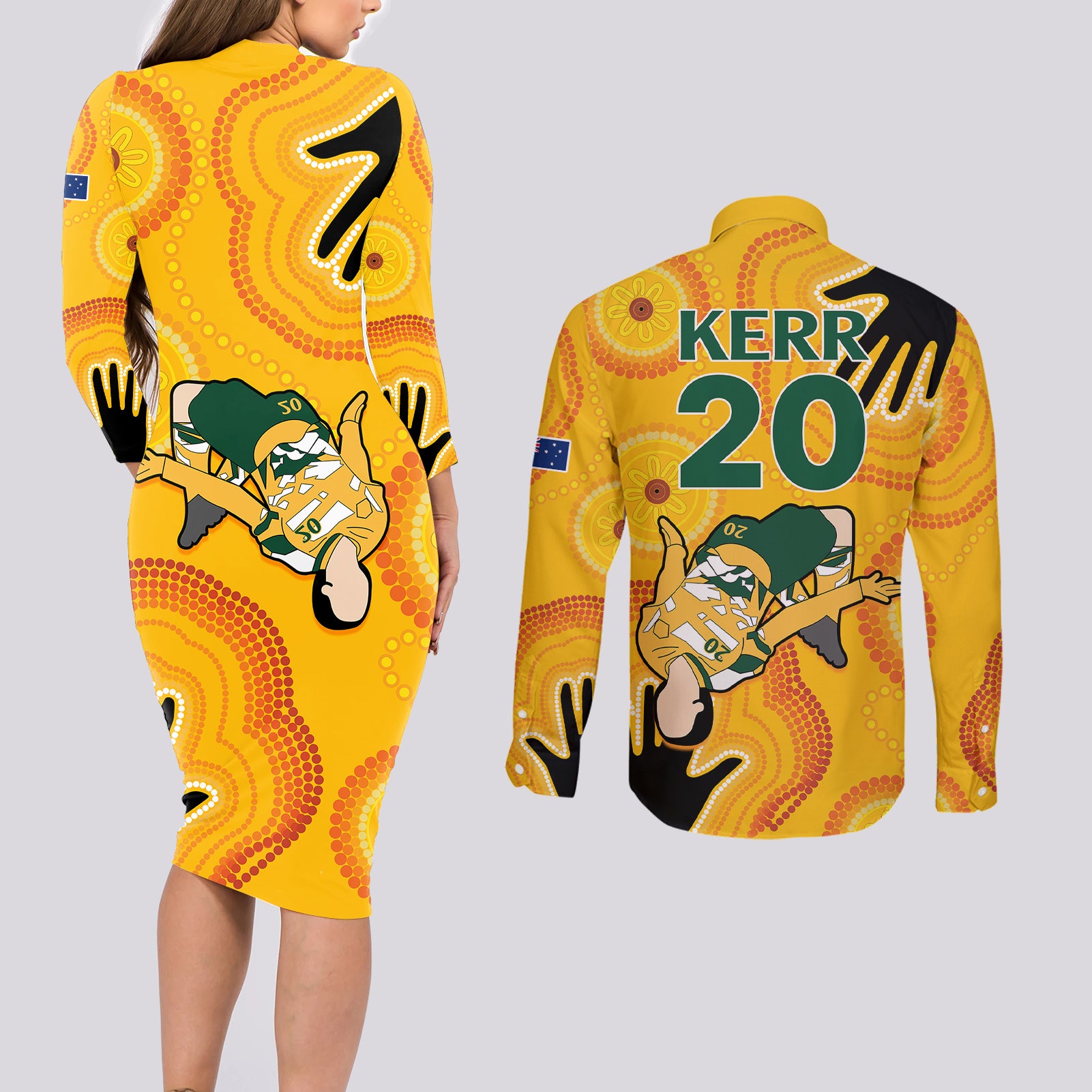 sam-kerr-matildas-couples-matching-long-sleeve-bodycon-dress-and-long-sleeve-button-shirts-australia-soccer-world-cup-2023-quater-final