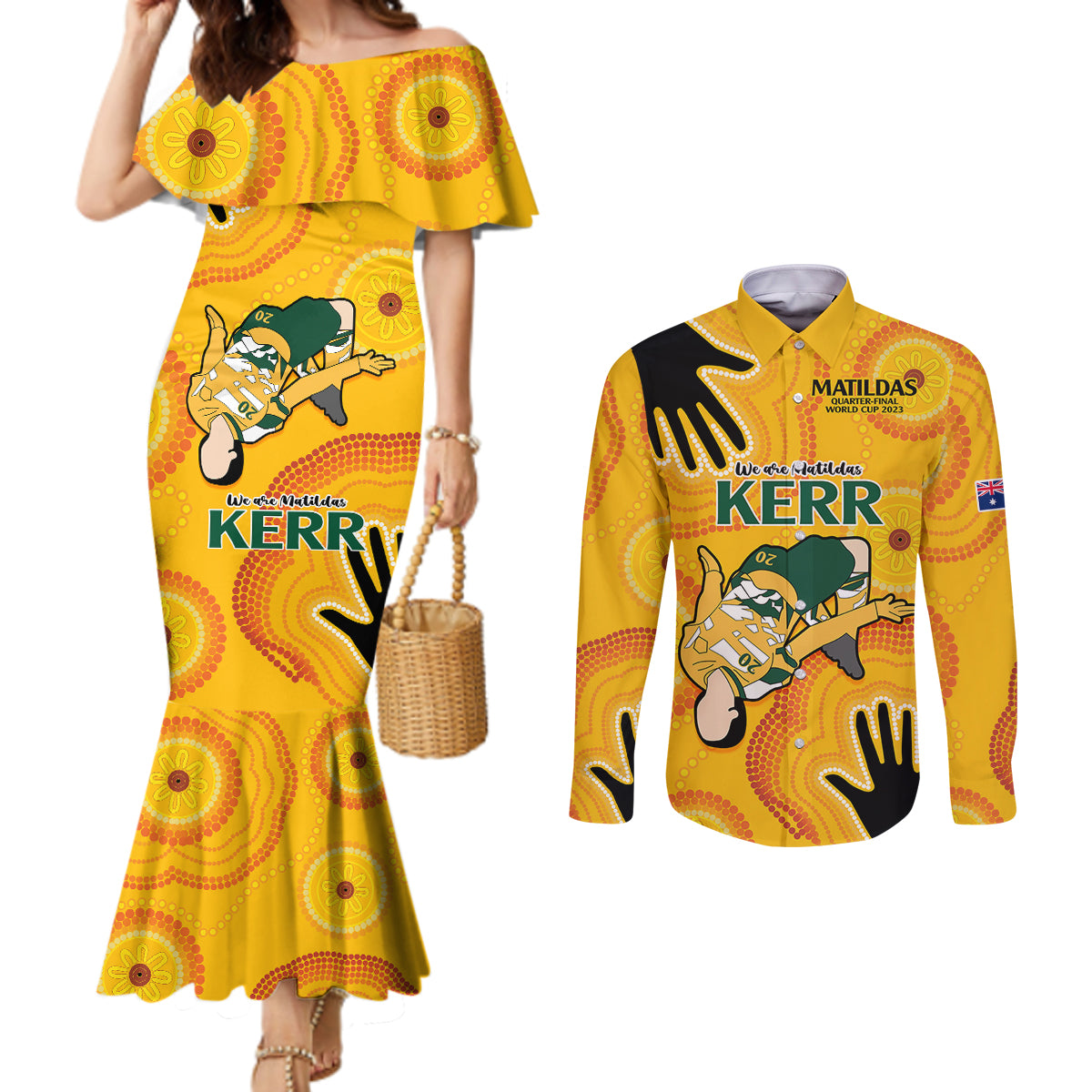 sam-kerr-matildas-couples-matching-mermaid-dress-and-long-sleeve-button-shirts-australia-soccer-world-cup-2023-quater-final
