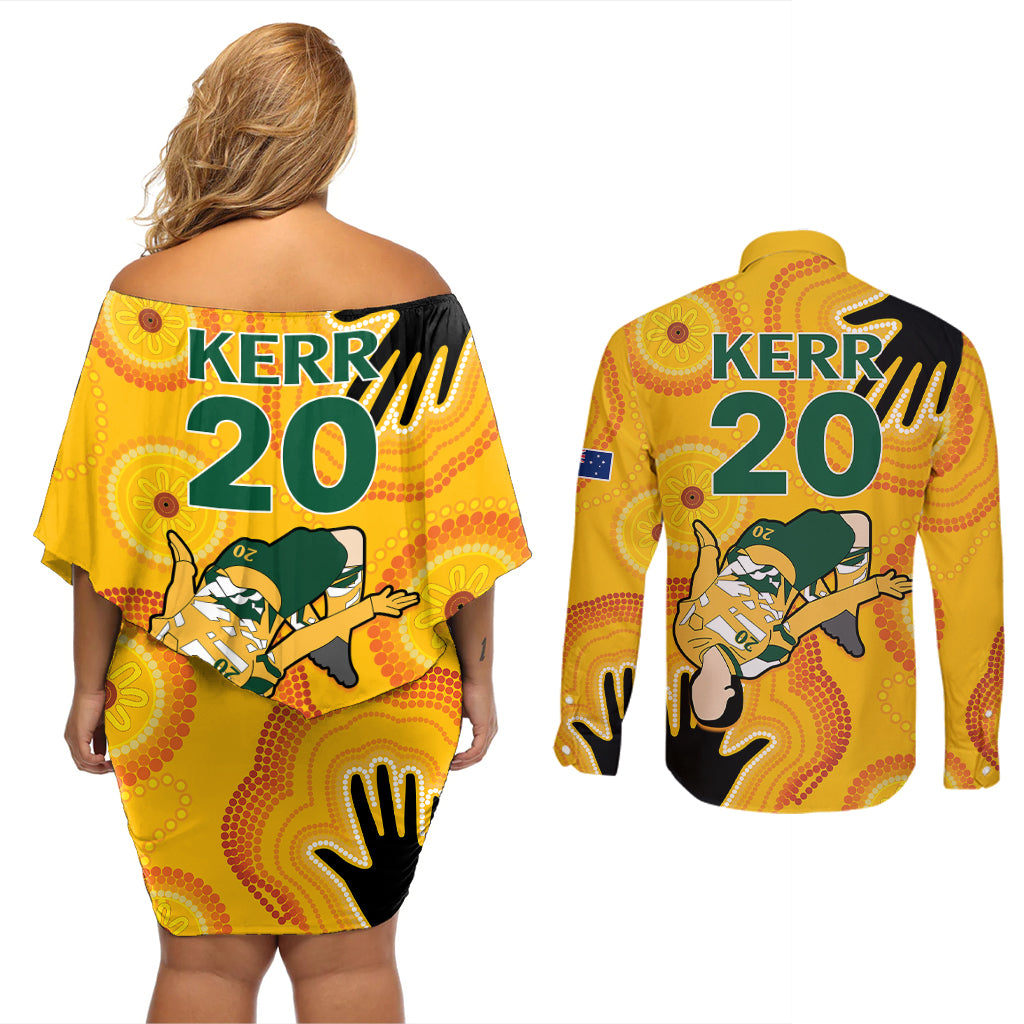 sam-kerr-matildas-couples-matching-off-shoulder-short-dress-and-long-sleeve-button-shirts-australia-soccer-world-cup-2023-quater-final