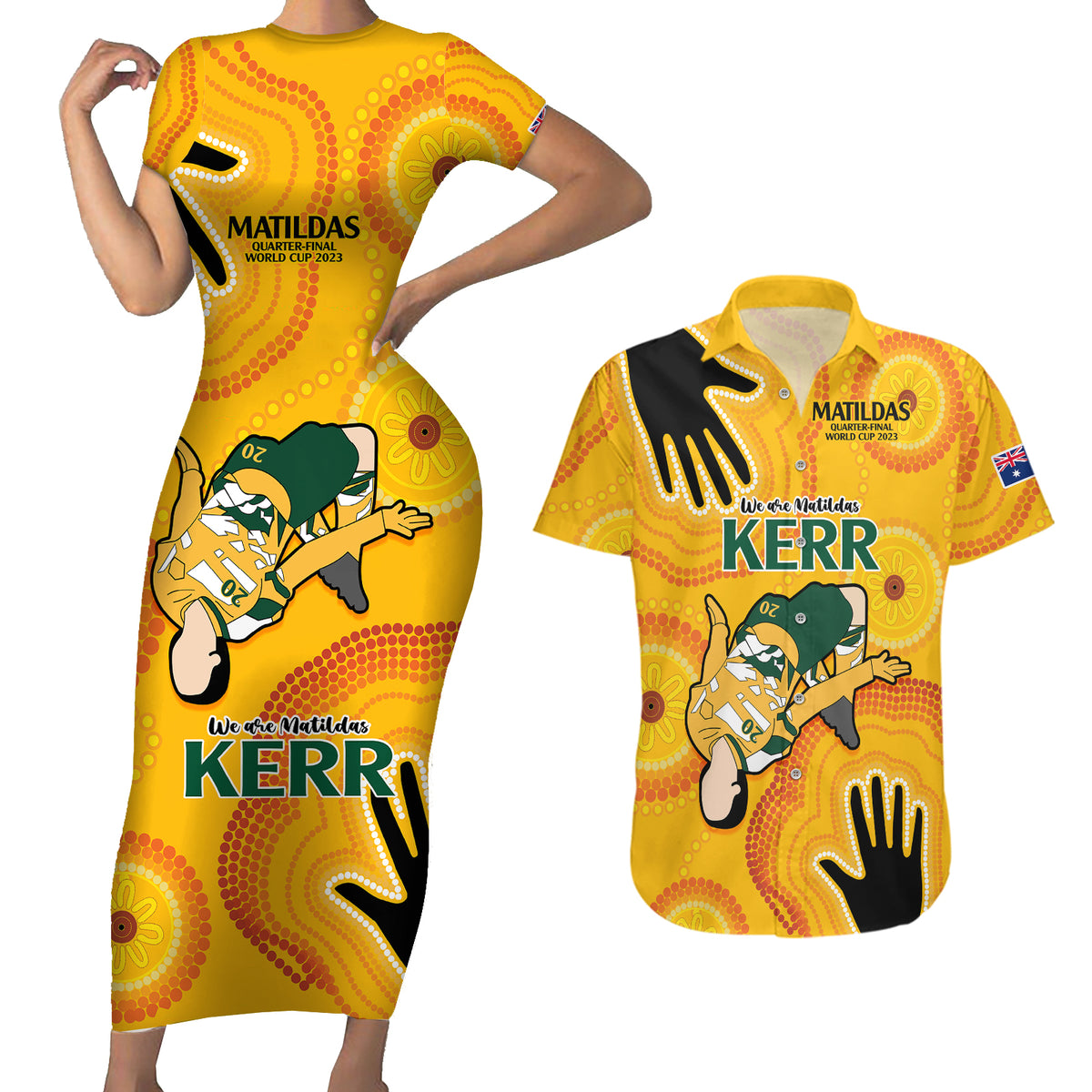 sam-kerr-matildas-couples-matching-short-sleeve-bodycon-dress-and-hawaiian-shirt-australia-soccer-world-cup-2023-quater-final
