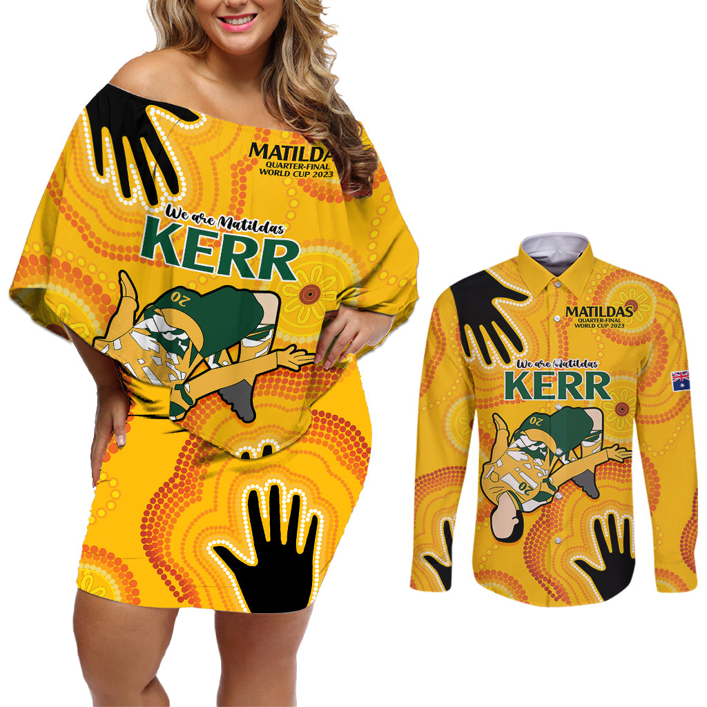 custom-sam-kerr-matildas-couples-matching-off-shoulder-short-dress-and-long-sleeve-button-shirts-australia-soccer-world-cup-2023-quater-final