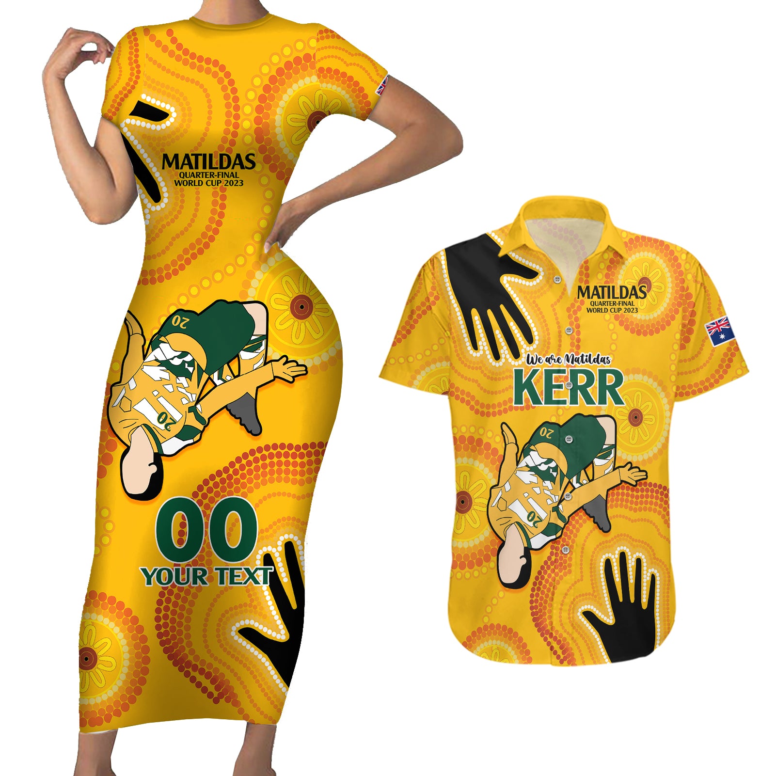 custom-sam-kerr-matildas-couples-matching-short-sleeve-bodycon-dress-and-hawaiian-shirt-australia-soccer-world-cup-2023-quater-final