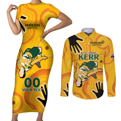 custom-sam-kerr-matildas-couples-matching-short-sleeve-bodycon-dress-and-long-sleeve-button-shirts-australia-soccer-world-cup-2023-quater-final