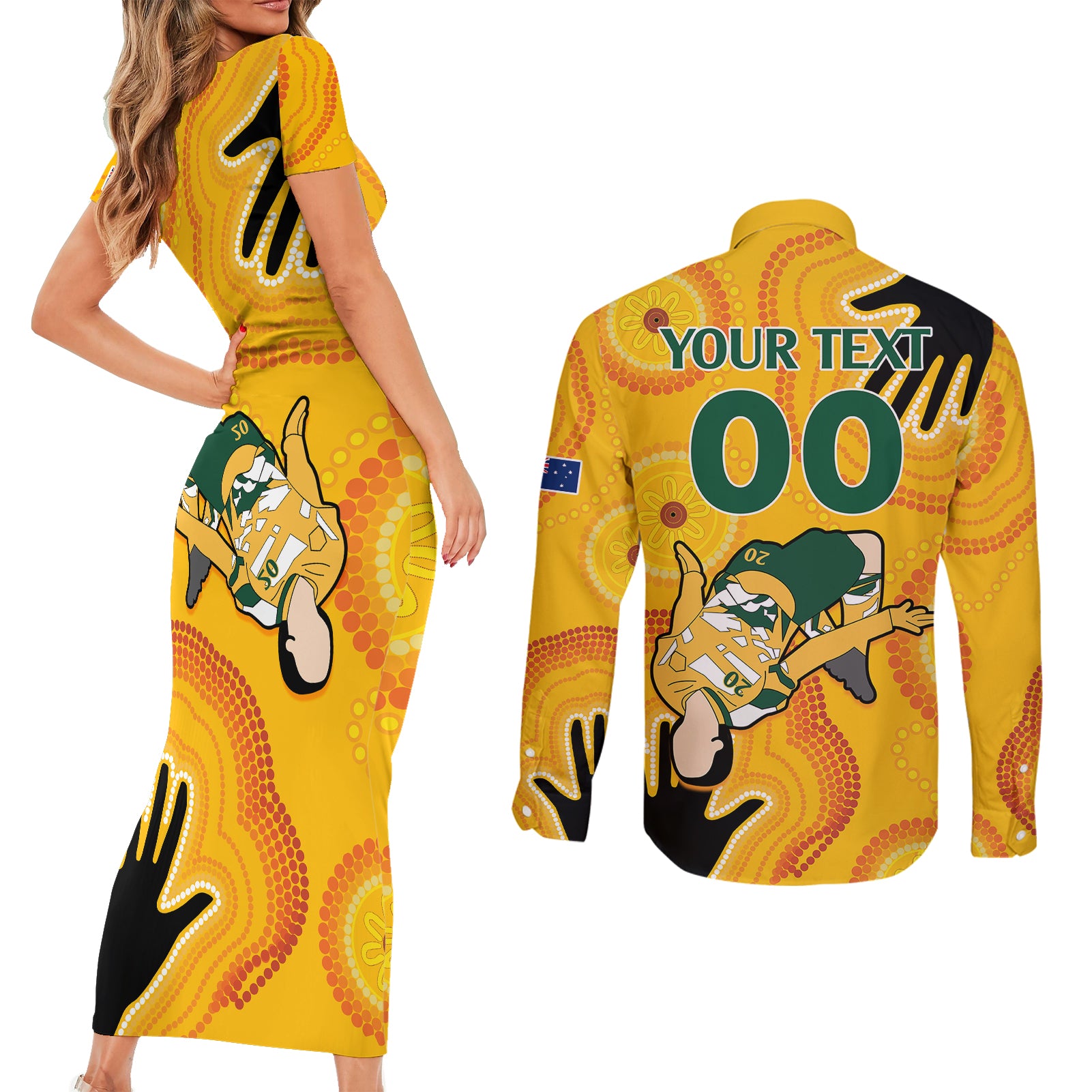 custom-sam-kerr-matildas-couples-matching-short-sleeve-bodycon-dress-and-long-sleeve-button-shirts-australia-soccer-world-cup-2023-quater-final