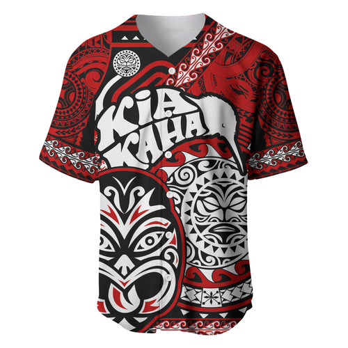 Te Reo Maori New Zealand Baseball Jersey Aotearoa Kia Haka Maori Tribal Tattoo Red Style LT9