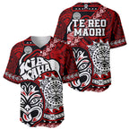Te Reo Maori New Zealand Baseball Jersey Aotearoa Kia Haka Maori Tribal Tattoo Red Style LT9